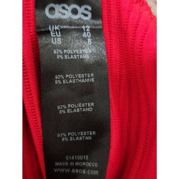 Red Asos Ribbed Midi Dress SZ 8 - Picture 5 of 6
